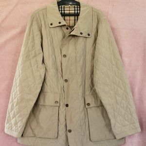 Burberry London Quilted Puffer Car Coat in Stone Tan Size XL